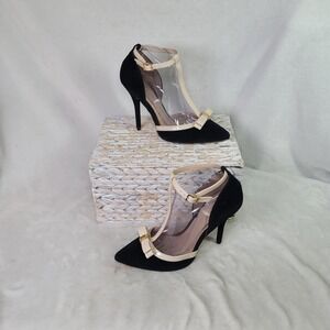 Y2K Retro Pin Up Rockabilly Heels Old Hollywood Glamour T Strap Stiletto Size 10